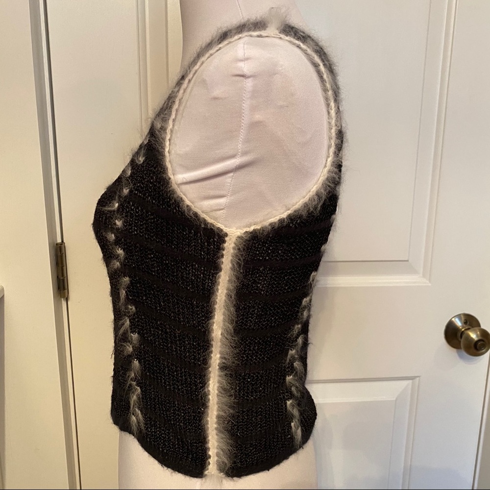 VINTAGE ANN TAYLOR KENDRICK SWEATER SCOOP NECK BLACK WHITE SLEEVELESS Size M - Picture 6 of 8